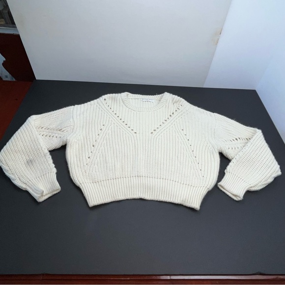 Apiece Apart Cream Crewneck Wool Sweater‎ APPROX. Size LARGE No Size Tag *FLAWED - Picture 1 of 16